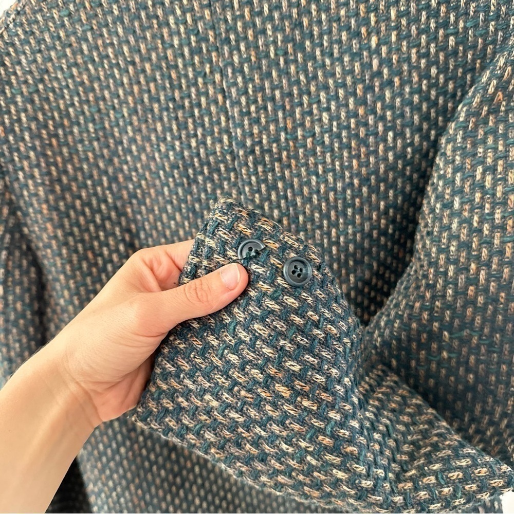 Vintage Chester Weinberg Green Multicolor Woven Stitch Double Breasted Blazer - Picture 8 of 14